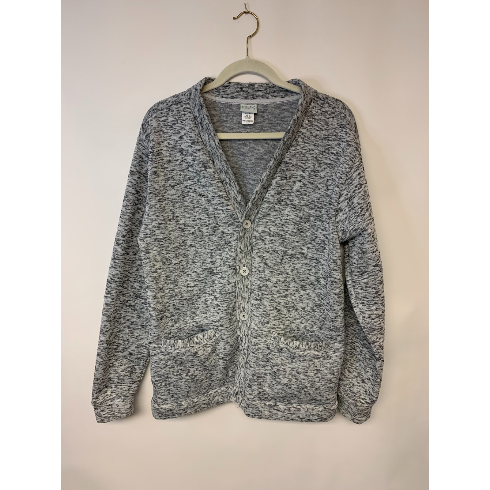 Haband Cardigan Grey Fleece Grandpa Normcore Professor Dad Warm Mens Sz M